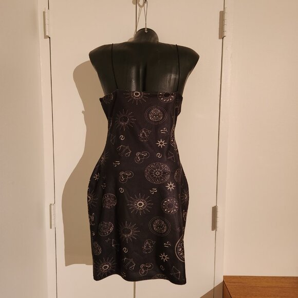 TOPSHOP Zodiac Black and gold Celestial constellation Ouiji cocktail dress - Picture 3 of 3